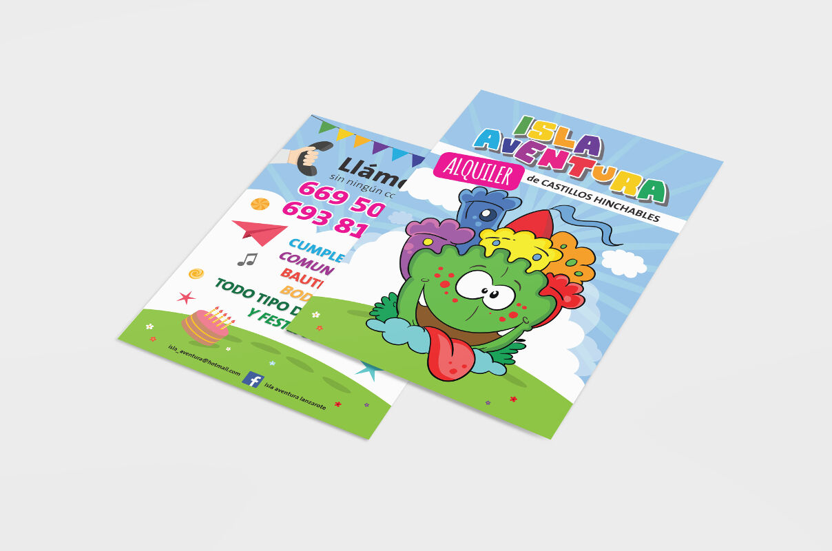 Branding y Flyer para Isla Aventura: Diversión Ilustrada en Lanzarote